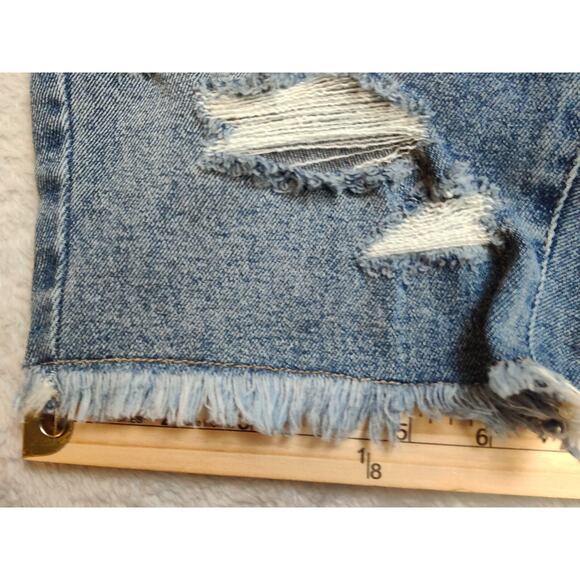 Style and Co Bermuda Shorts Womens Size 4 Blue Stretch Denim Distressed - Picture 14 of 16